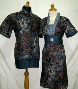 D825 Abu-Abu, Sarimbit batik model dress rempel di dada, belakang karet, obi lepasan Rp 175.000,-