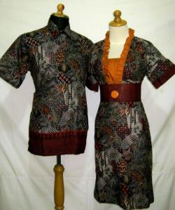 D825 Coklat, Sarimbit batik model dress rempel di dada, belakang karet, obi lepasan Rp 175.000,-