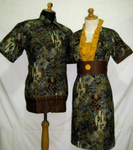 D825 Kuning, Sarimbit batik model dress rempel di dada, belakang karet, obi lepasan Rp 175.000,-