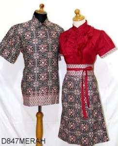 D847 Merah, Sarimbit Batik Model Dress Kancing Depan, Belakang Karet Rp 182.000,-
