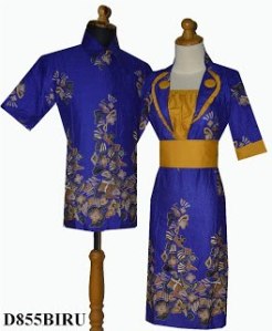 D855 Biru, Sarimbit Batik Model Dress Kemben Nempel, Belakang Karet, Obi Lepasan Rp 182.000,-