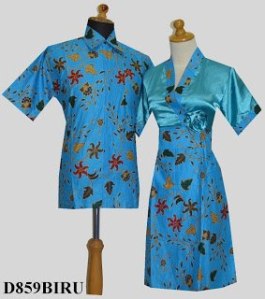 D859 Biru, Sarimbit Batik Model Dress Kimono, Tempel Mawar Samping Rp 182.000,-