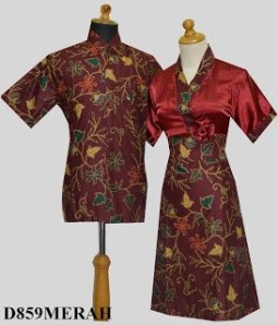 D859 Merah, Sarimbit Batik Model Dress Kimono, Tempel Mawar Samping Rp 182.000,-