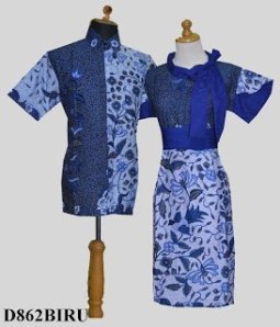 D862 Biru, Sarimbit Batik Model Dress Tali Pita di Leher, Obi Bisa Dilepas, Belakang Karet Rp 182.000,-