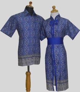 D871 Biru, Sarimbit Batik Model Dress Full Kancing Dalam di Bagian Depan, Obi Pisah Rp 182.000,-