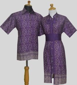 D871 Ungu, Sarimbit Batik Model Dress Full Kancing Dalam di Bagian Depan, Obi Pisah Rp 182.000,-