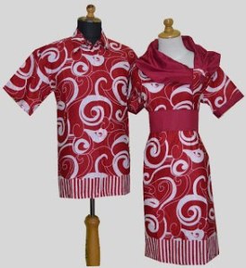 D888 Merah, Sarimbit Batik Model Dress Tali Serut di Dada, Belakang Karet Rp 182.000,-