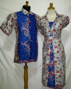D805 Biru (motif L+XL), Sarimbit Batik Model Dress Bagian Bawah Rangkap Rp 182.000,-