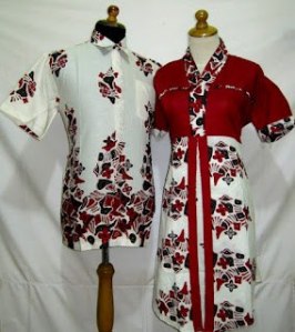 D817 Merah, Sarimbit Batik Model dress kancing depan, Belakang karet Rp 182.000,-